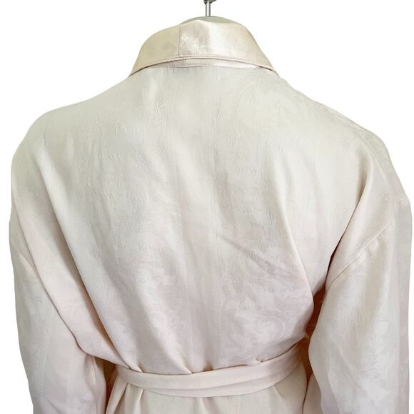 VTG VICTORIA'S SECRET Gold Label Satin Trim Floral Jacquard Kimono Robe SZ L - Picture 5 of 9